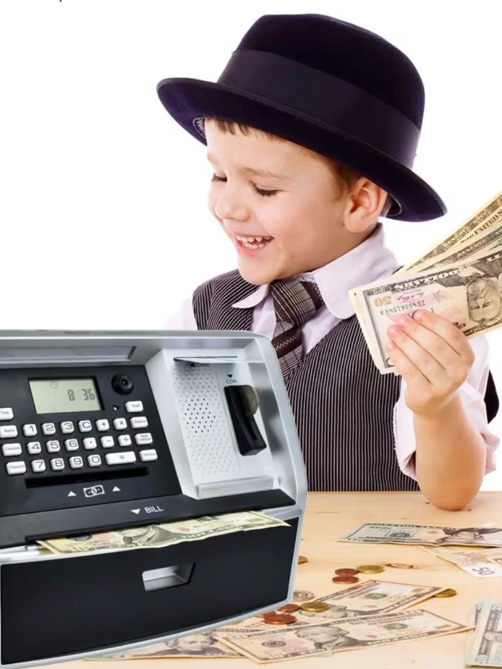 Toy Talking ATM Bank ATM Machine Savings Piggy Bank for Kids Learning Money